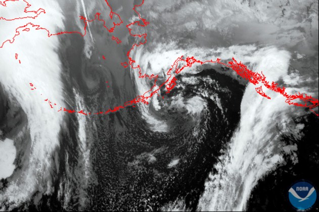 The remnants of Typhoon Nuri from the GOES satellite on Nov. 7, 2014. NOAA/Reuters