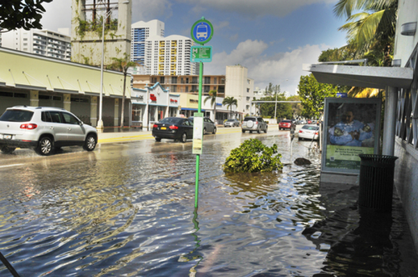 Miami’s South Beach, a major entertainment and tourist district in Miami Beach, flooded during Hurricane Sandy. Photo credit: Shutterstock