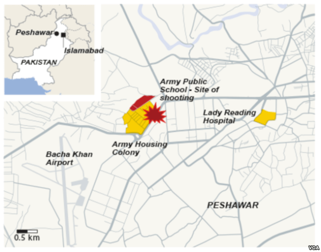 Peshawar, Pakistan, site of school shooting, Dec. 16, 2014