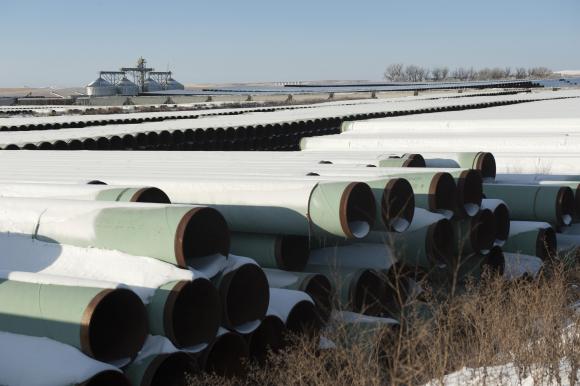  A depot used to store pipes for Transcanada Corp's planned Keystone XL oil pipeline is seen in Gascoyne, North Dakota, in this file photo taken November 14, 2014. 
