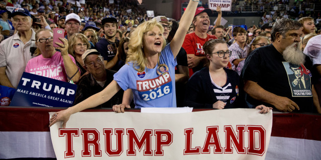 A member of the audience cheers as Republican  Credit: ASSOCIATED PRESS presidential candidate Donald Trump speaks at a rally at Valdosta State University in Valdosta, Ga., Monday, Feb. 29, 2016. (AP Photo/Andrew Harnik)